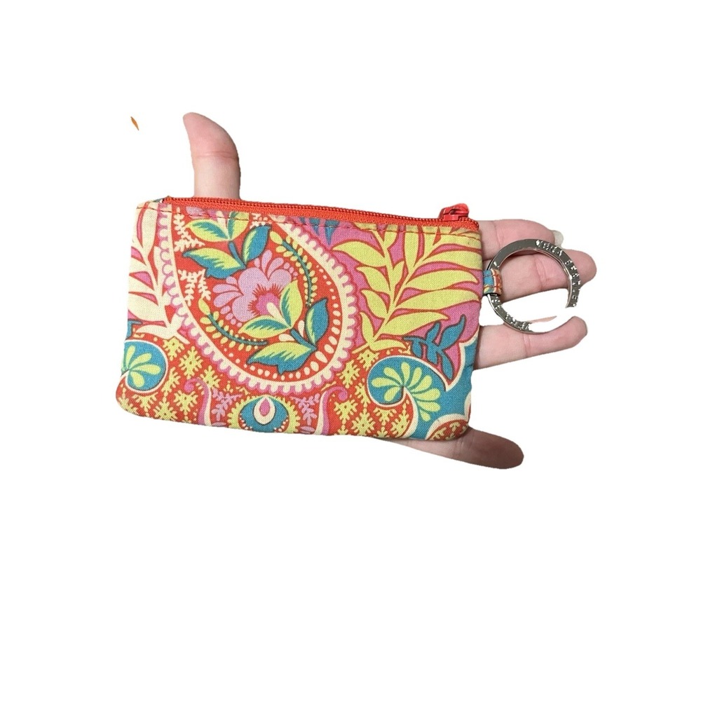 Vera Bradley Paisley Floral Cotton ID Holder Key Ring Wallet for Women